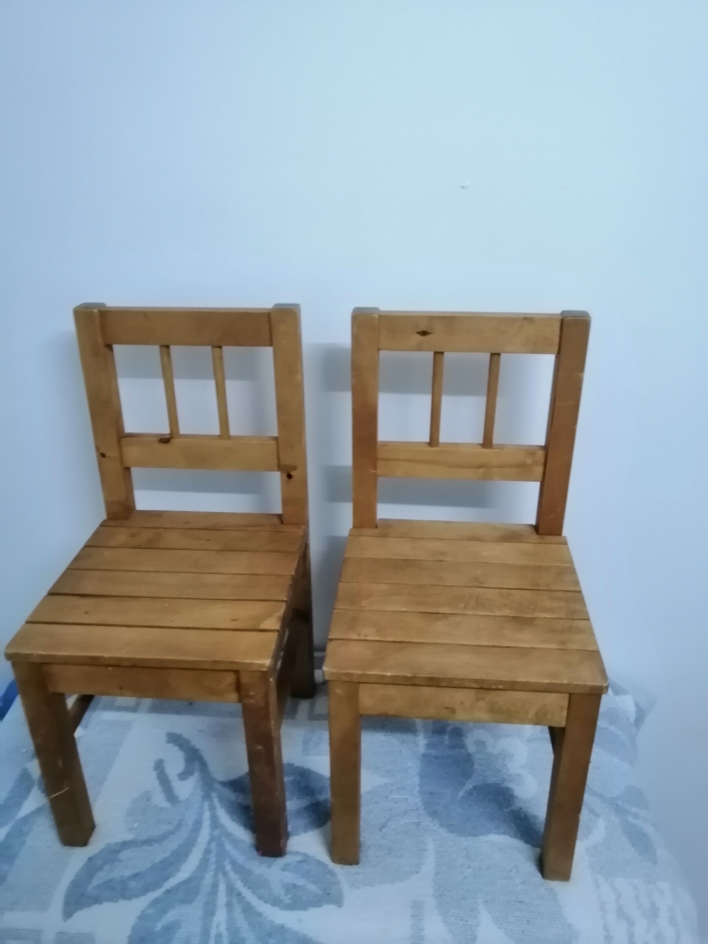 Pair of vintage wooden children's chairs