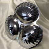 Stainless steel serving platter in the shape of seashells