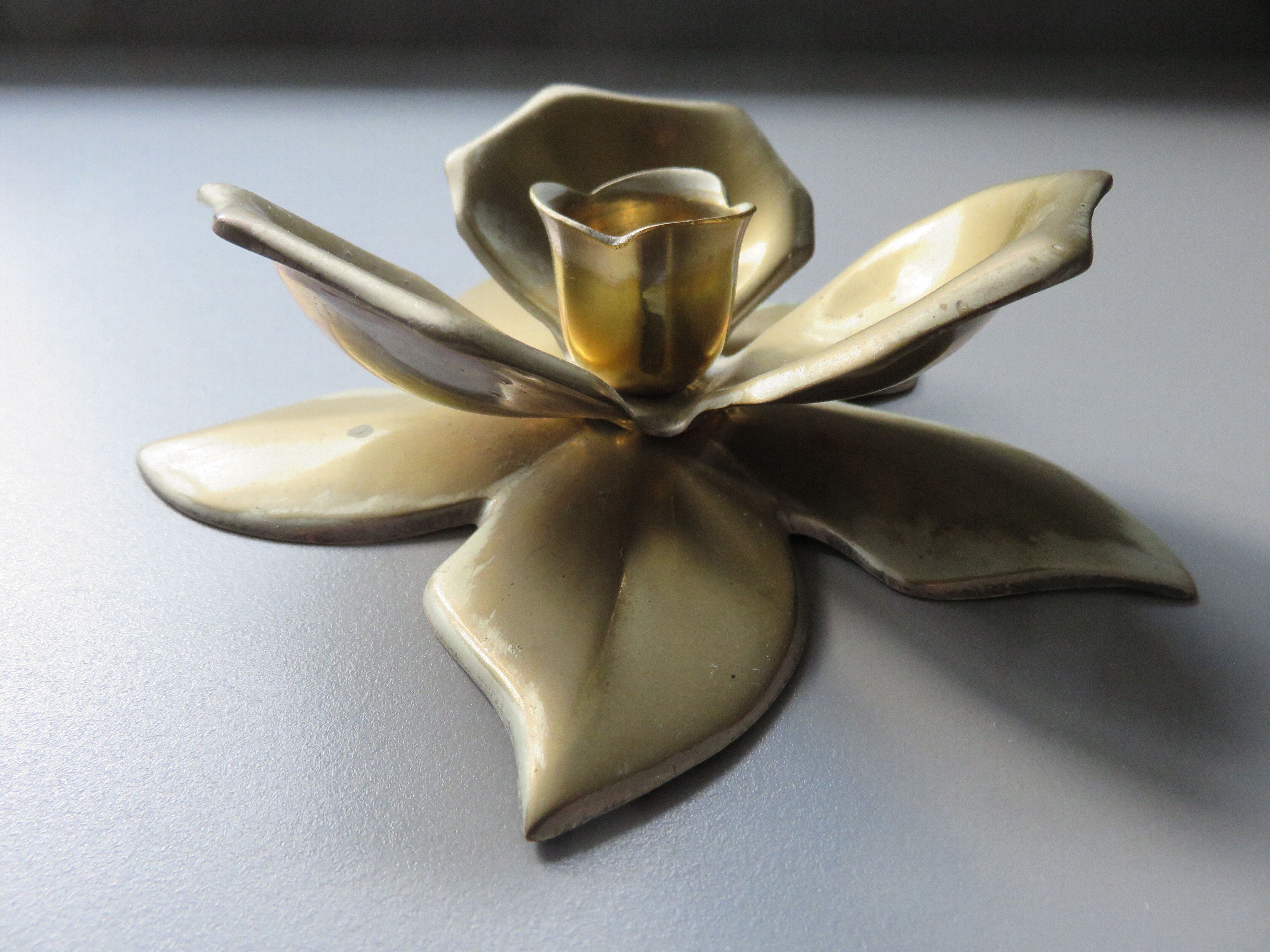 Flower  brass candlestick 1970