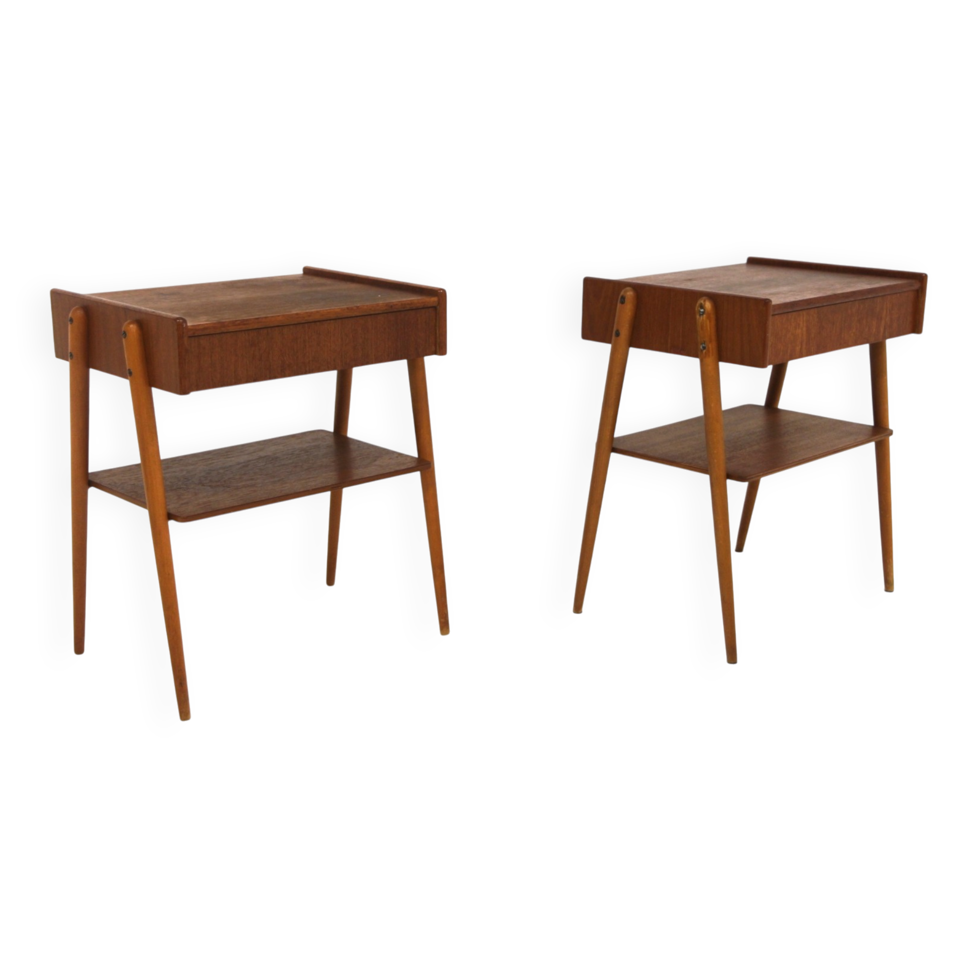 Set of 2 teak bedside tables, Carlström, Sweden, 1960.