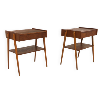 Set of 2 teak bedside tables, Carlström, Sweden, 1960.