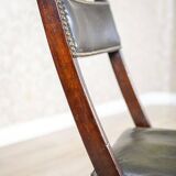 Vintage Walnut Folding Chair in Dark-Green Leather, 1950s