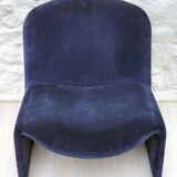 Alky Lounge Chair in Navy BlueCorduroy by Giancarlo Piretti for Anonima Castelli | Italian Space Age