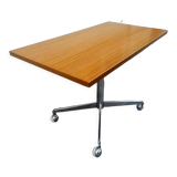 TV or side table, chrome and laminate wood, 1970