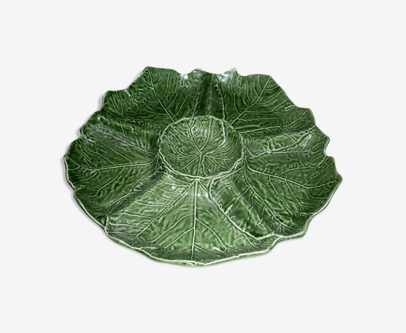 Plat barbotine feuille de chou compartimenté
