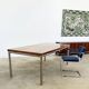 Italian walnut and chrome dining table with 4 drawers