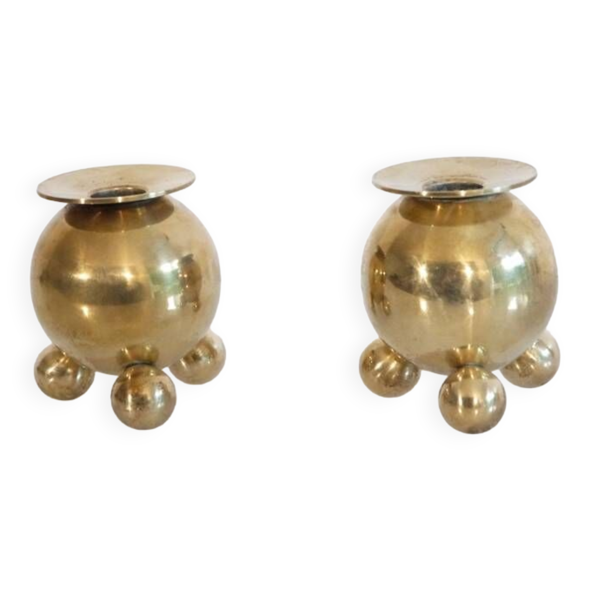 Pair of Scandinavian brass candlesticks 1970