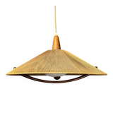 Large Mid-Century Teak and Sisal Cord Pendant from Temde Leuchten, 1960s