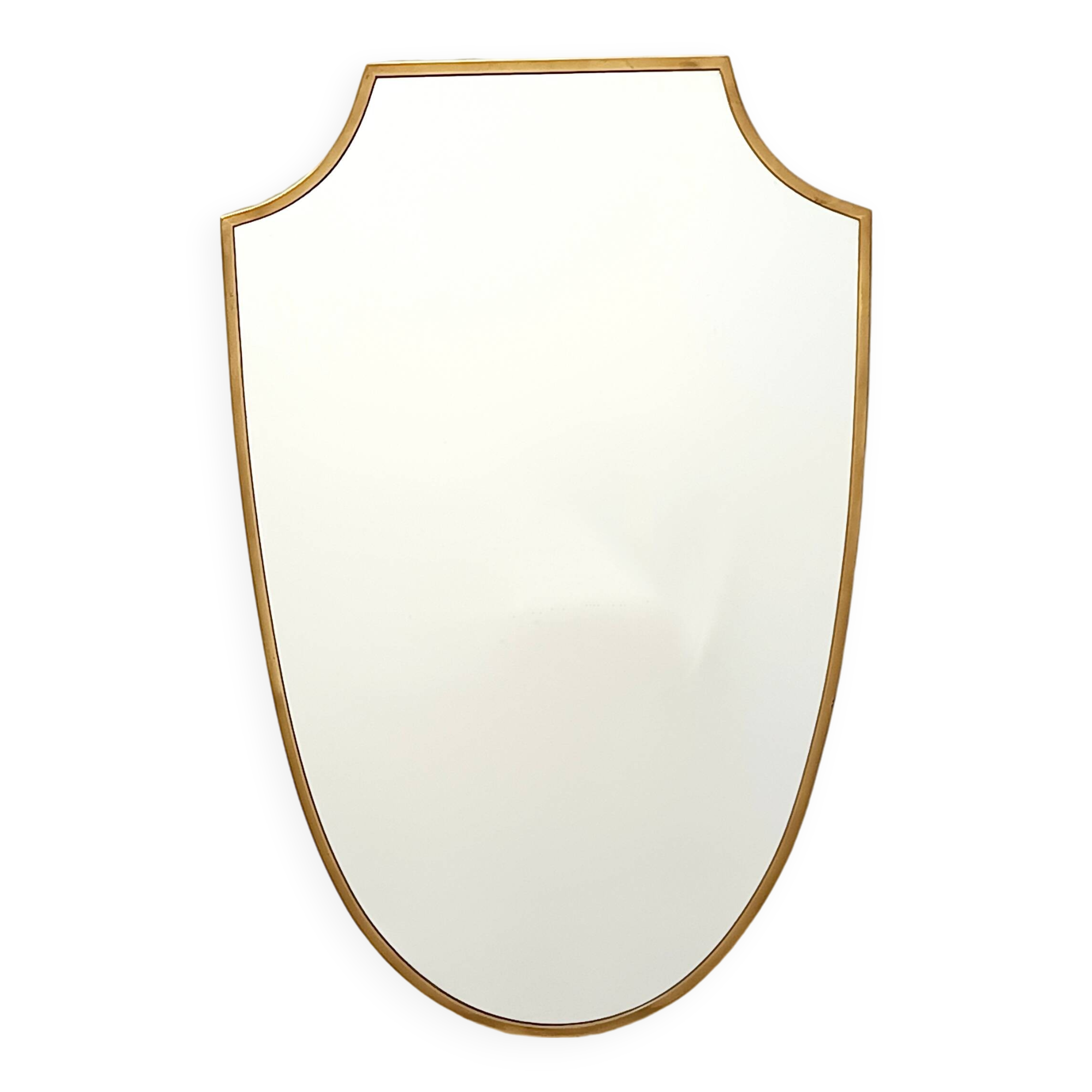 Vintage Brass Shield Shaped Wall Mirror, Italy