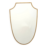 Vintage Brass Shield Shaped Wall Mirror, Italy