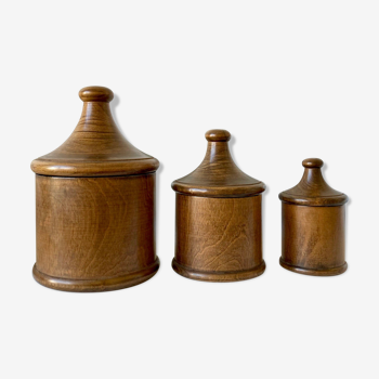 Pots with lids wooden boxes