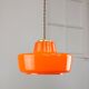 Mid-Century Modern Italian Orange Glass and Brass Pendant Lamp