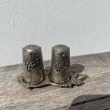Silver-plated metal salt and pepper shaker
