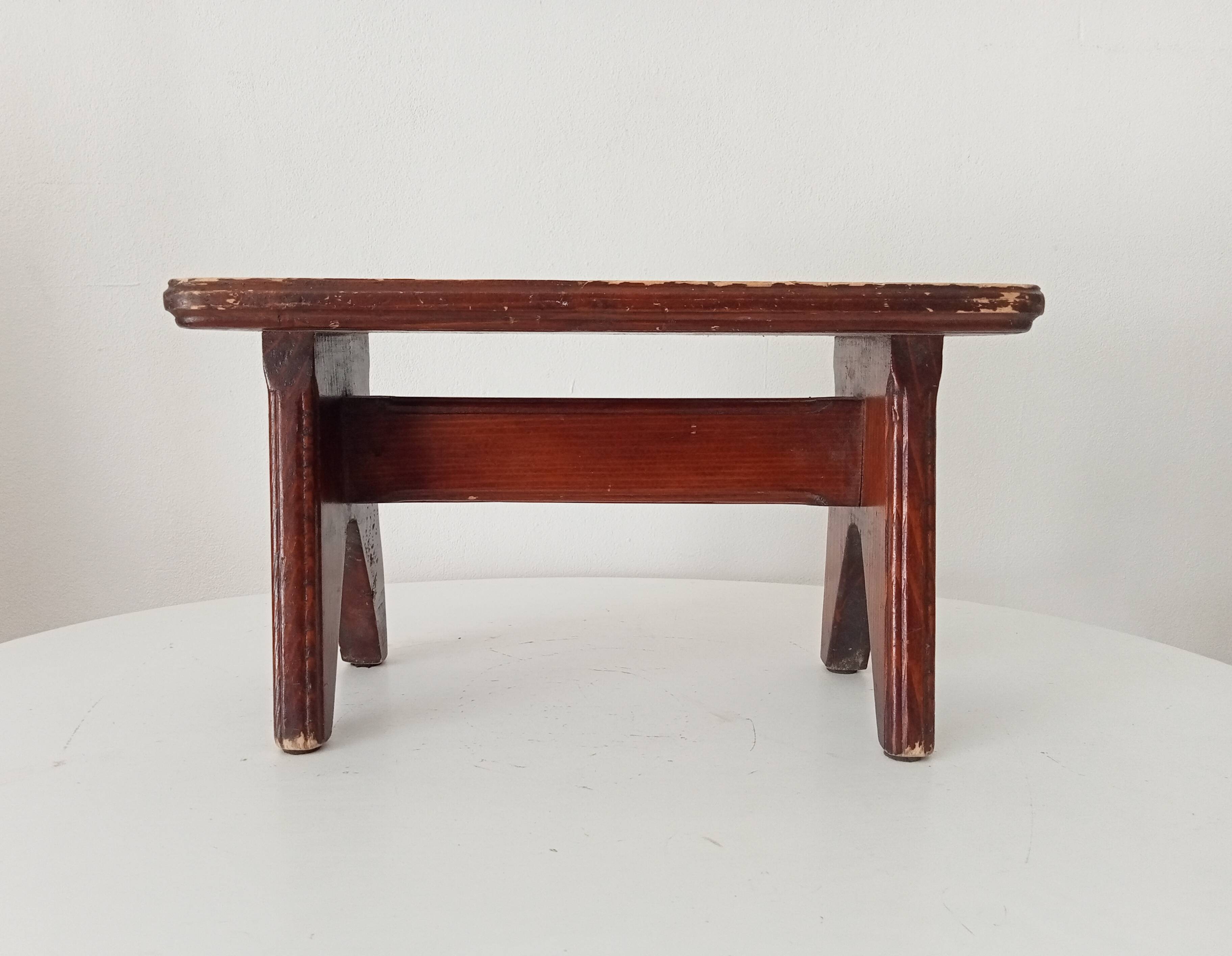 Vintage wooden plant stand stool