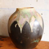 Flamed stoneware vase signed