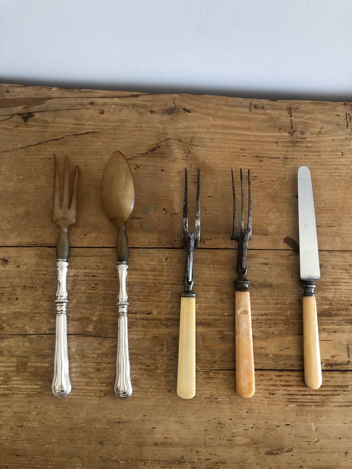 Silver metal serving cutlery