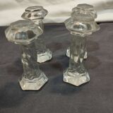 Lot de 4 anciens porte couteaux en verre moulé