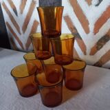 8 Duralex amber tumbler glasses