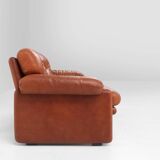 Brown leather 2-seater sofa Coronado by Tobia Scarpa for B&B Italia, Italy ca. 1960