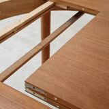 Round extending table, light oak, East Germany, 1960s