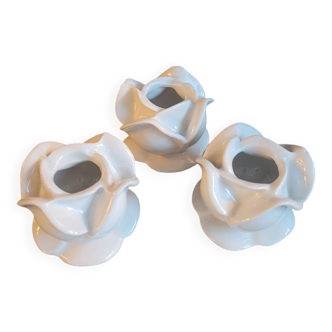 Trio of Limoges porcelain candlesticks