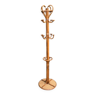 Perroquet portemanteau en rotin vintage 1970