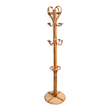 Vintage 1970s rattan parrot coat rack