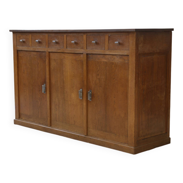 Buffet Art Déco moderniste en chêne massif 1940’s