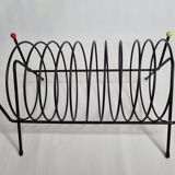 Magazine holder, vinyl holder "spring" in vintage metal, 30 cm