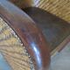 Fauteuil Style Colonial-Rotin tressé-Vintage-coussin simili cuir