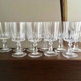 Set of 10 glasses of crystal wine cut 1960