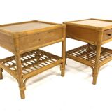 Set of two rattan bedside tables, Kenneth Bergenblad, Dux, Sweden, 1960