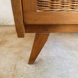 Rattan and wood rag cabinet