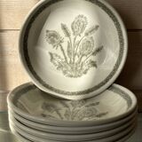 Set of 6 soup plates with thistles
