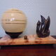 Art deco table lamp 1920/1940, marble, opaline, regulated swan