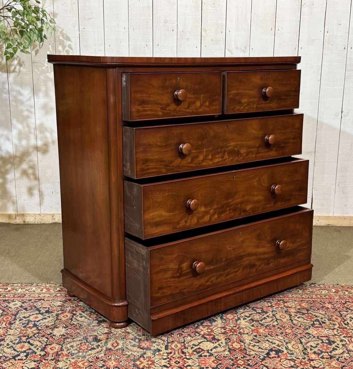 Commode anglaise Victorienne XIXème en acajou