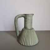 Vintage green ceramic pitcher, decorative jug from the 1960s