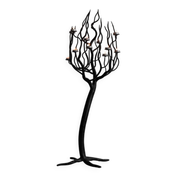Grand chandelier arbre acier forgé main années 1970