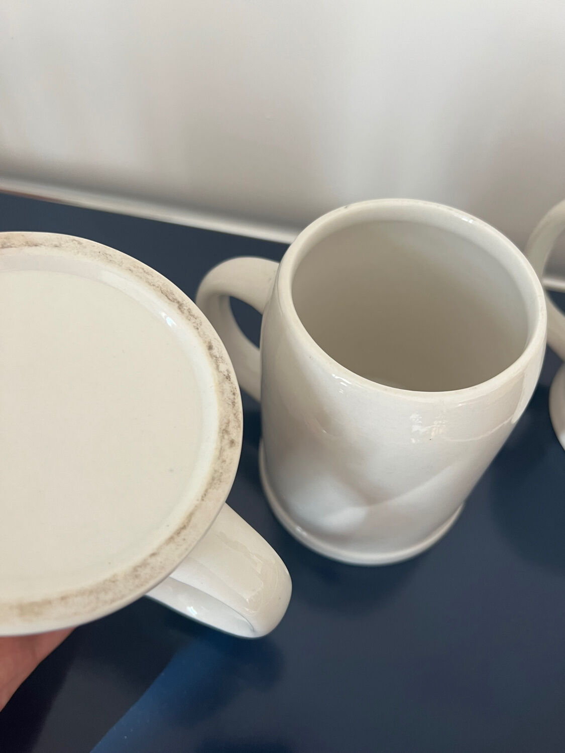 Set of 4 off-white ceramic mugs or pints