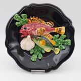 Ceramic plate barbotine vallauris trompe l'oeil kitsch Fish 2