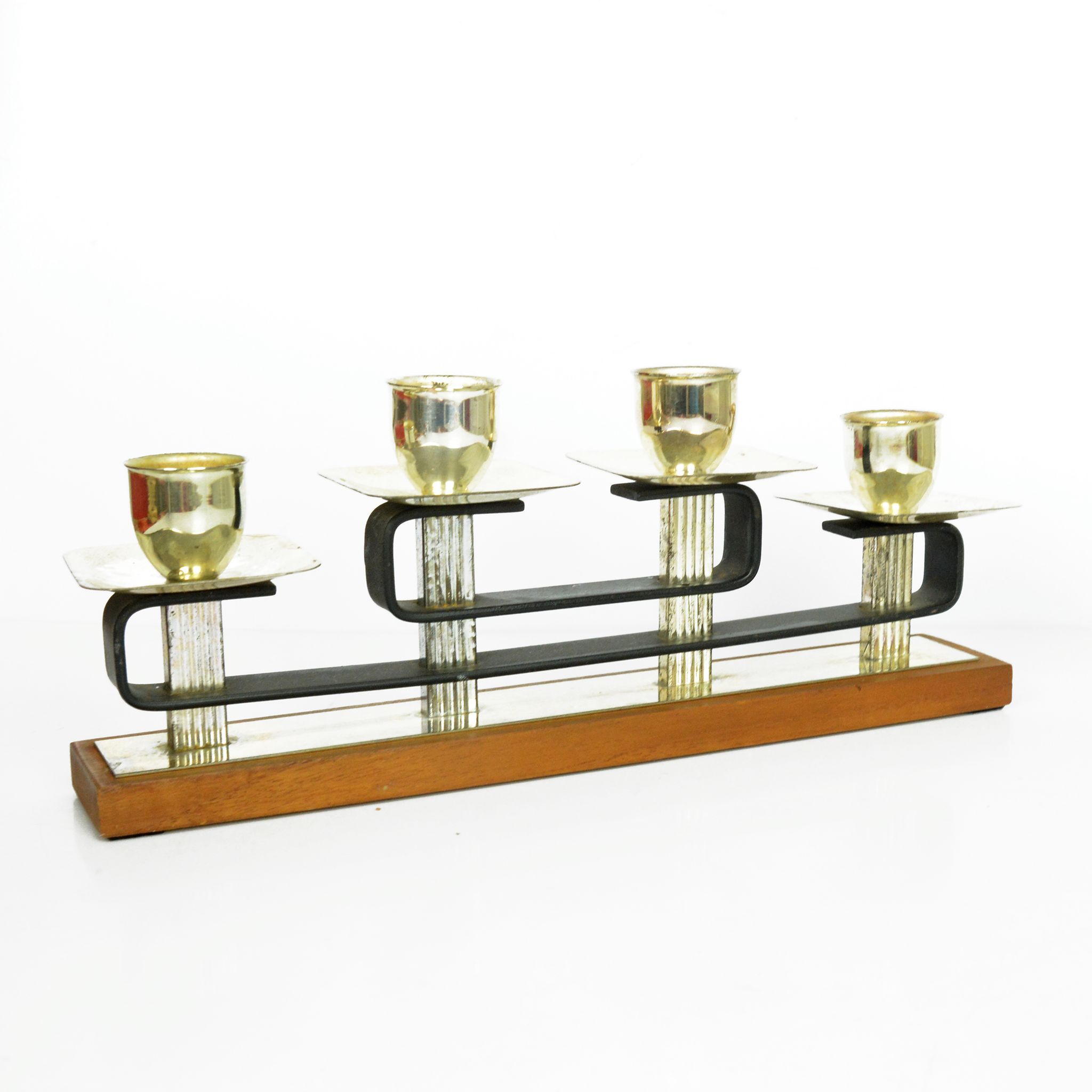 1930s art deco teak candlestick, Austria