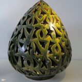 Large 1980s lamp, openwork ceramic