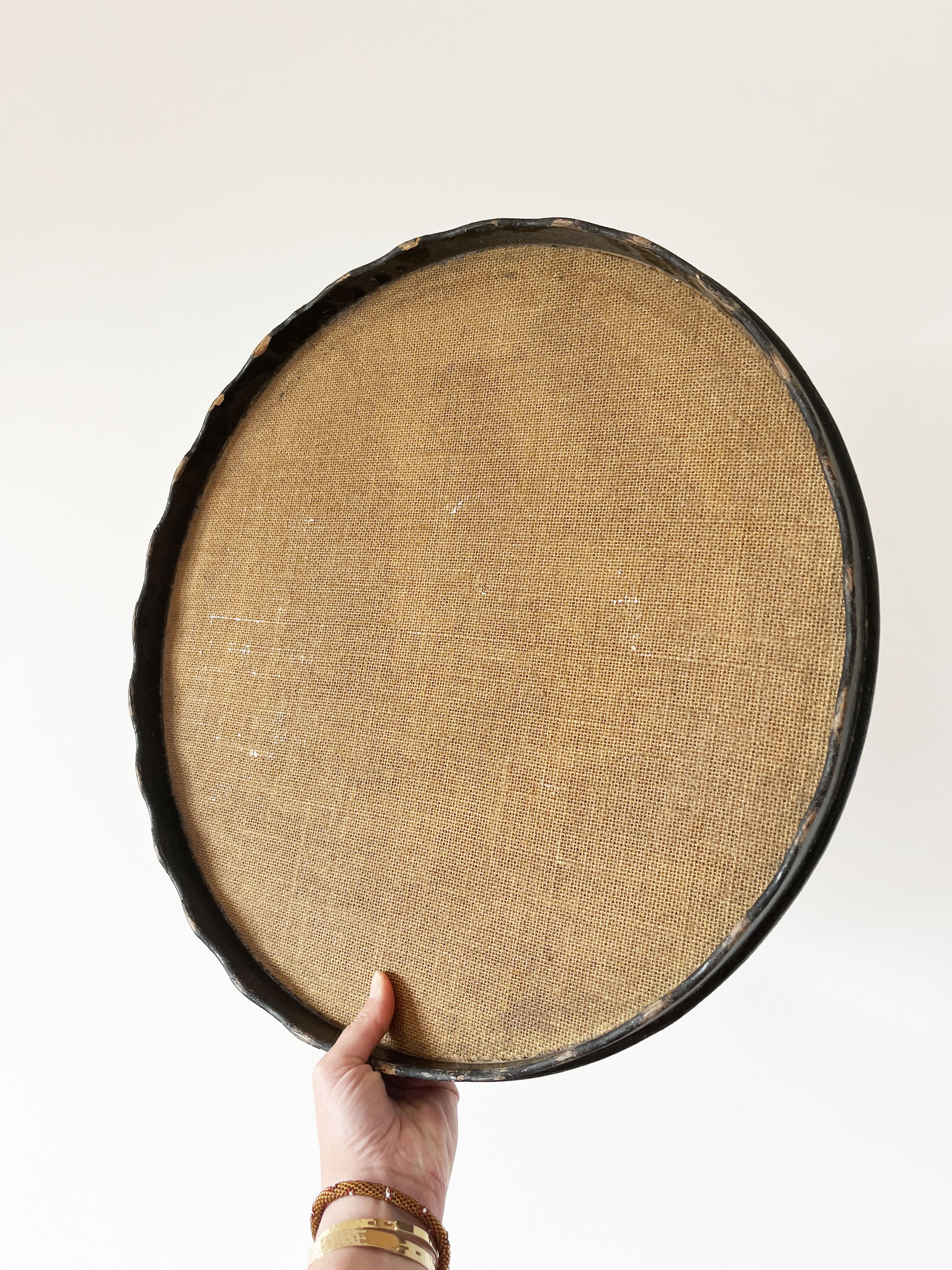 Set of 3 large vintage patinated wooden trays