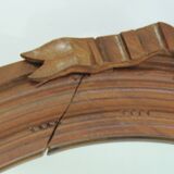 Antique oval mirror in carved wood – Louis XVI style, ribbon bow decoration, mid