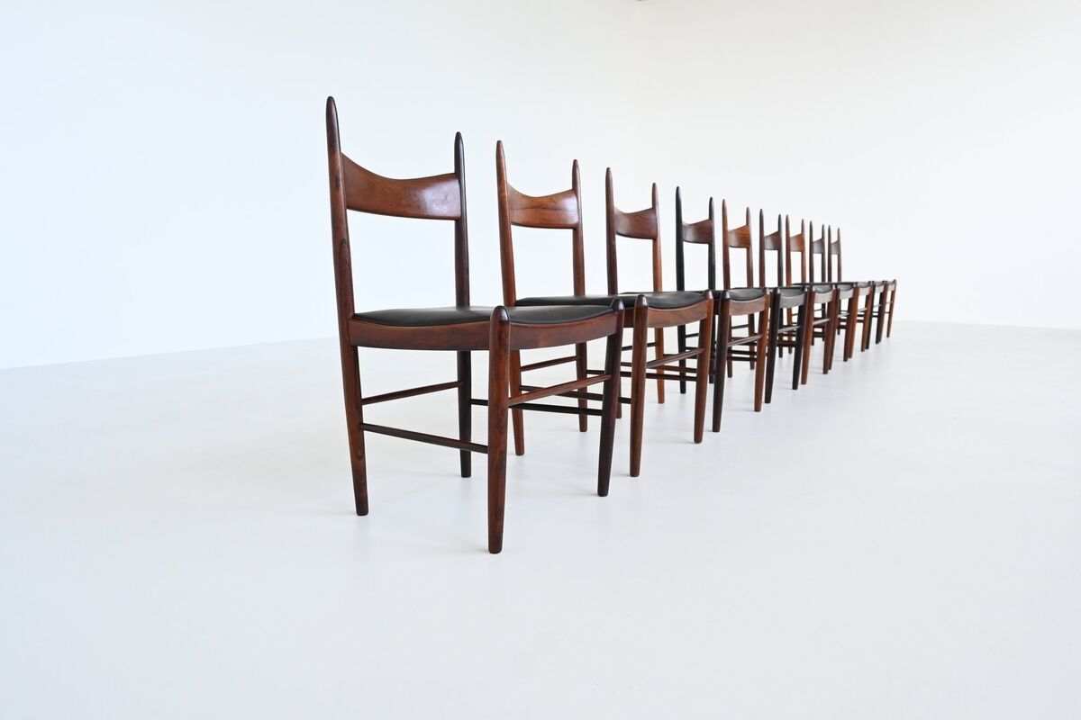 H. Vestervig Eriksen set of nine dining chairs rosewood Tromborg Denmark 1960
