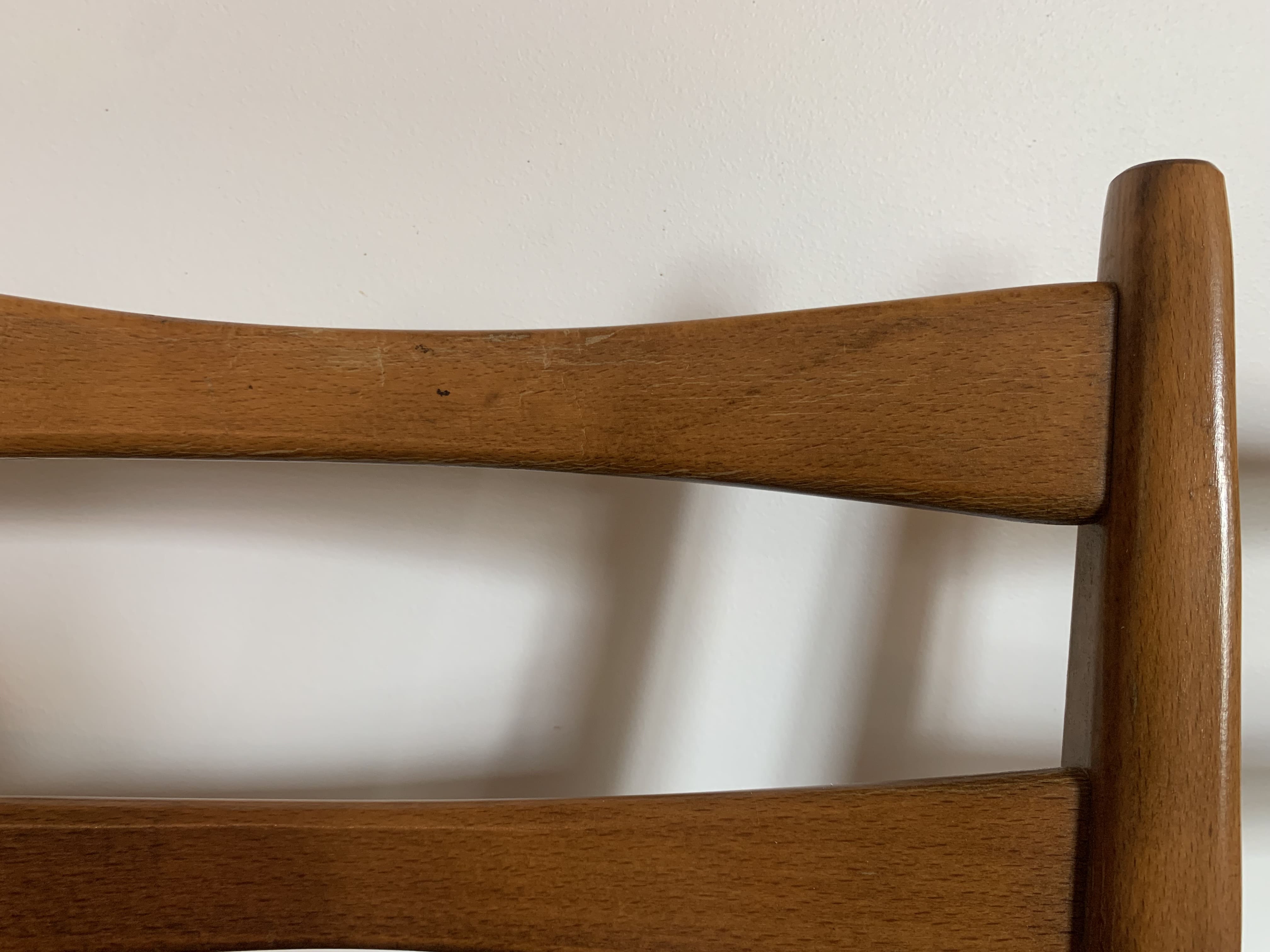 Series of 4 wooden & imitation leather chairs