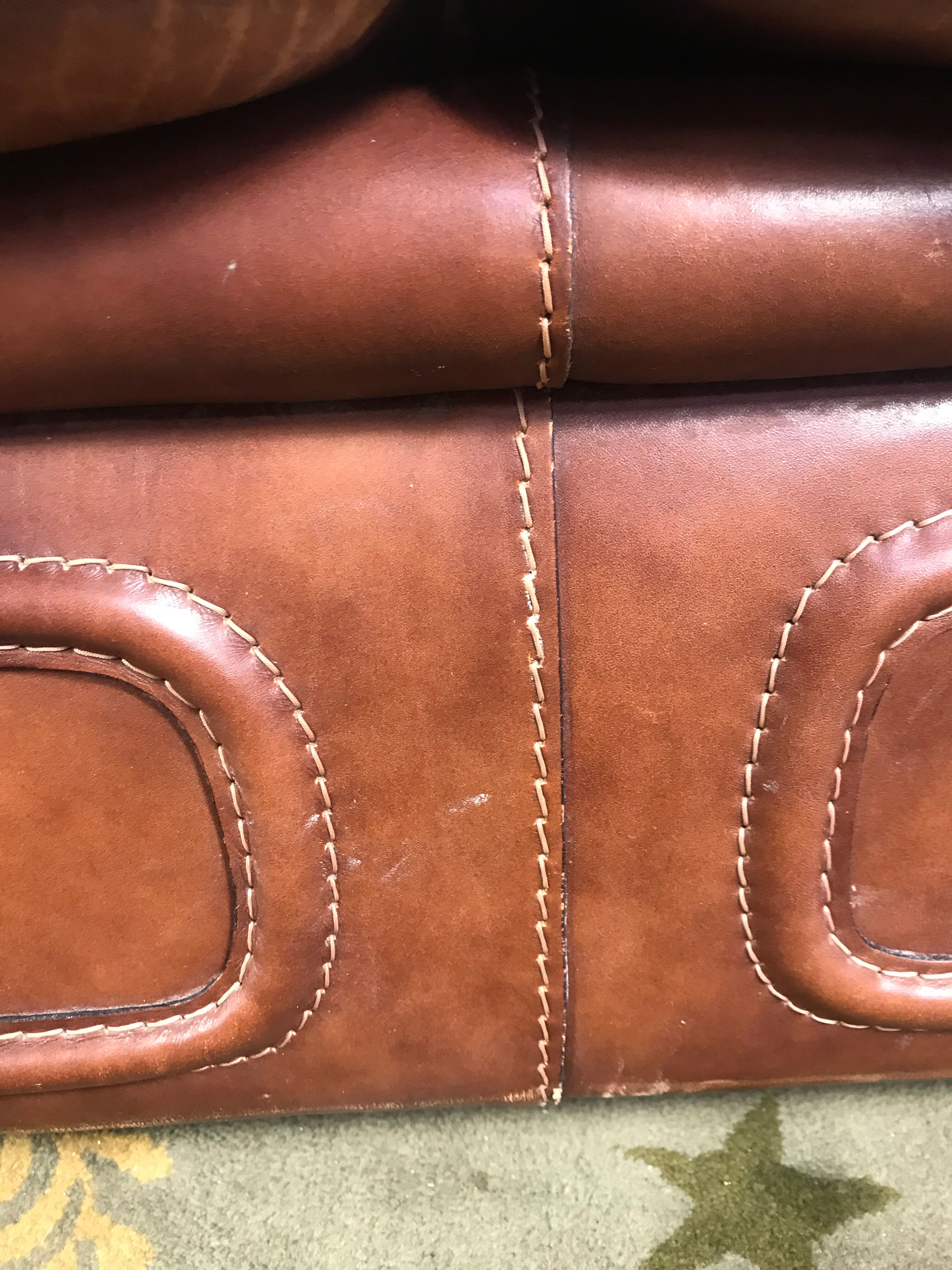 Brown leather sofa year 1970