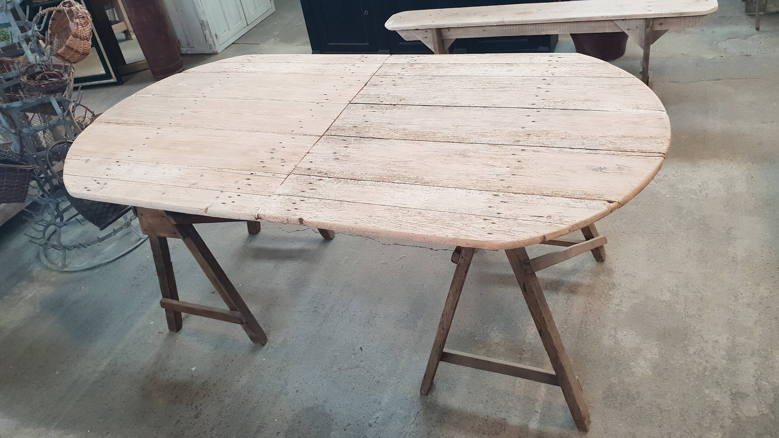 Old table on trestles