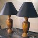 Pair of scandinavian design bedside lamps in turned wood elec ok 48x25