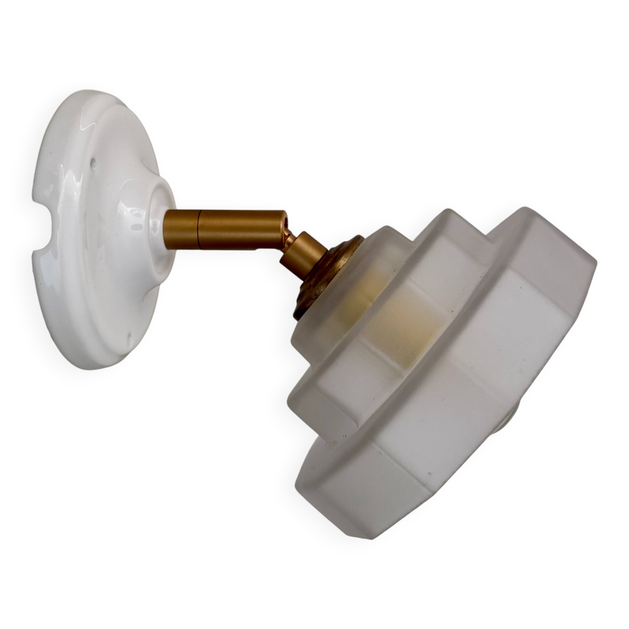 Vintage art deco frosted glass wall lamp with shade